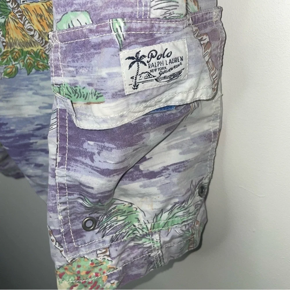 Polo Ralph Lauren Mens Swim Trunks Board Shorts Palm Tree Beach Hawaiian Surfer - Picture 5 of 12